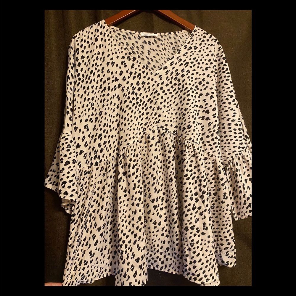 Black & White Leopard Babydoll Top